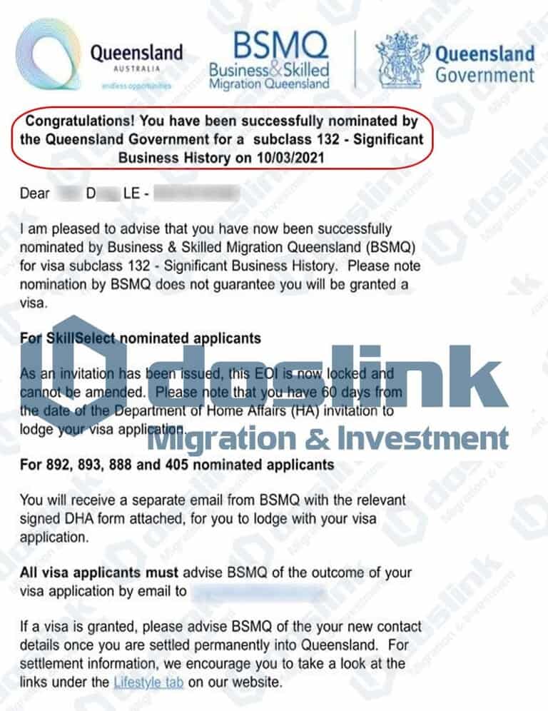 Bảo Lãnh Bang Queensland - Visa 132A ngày 10/03/2021