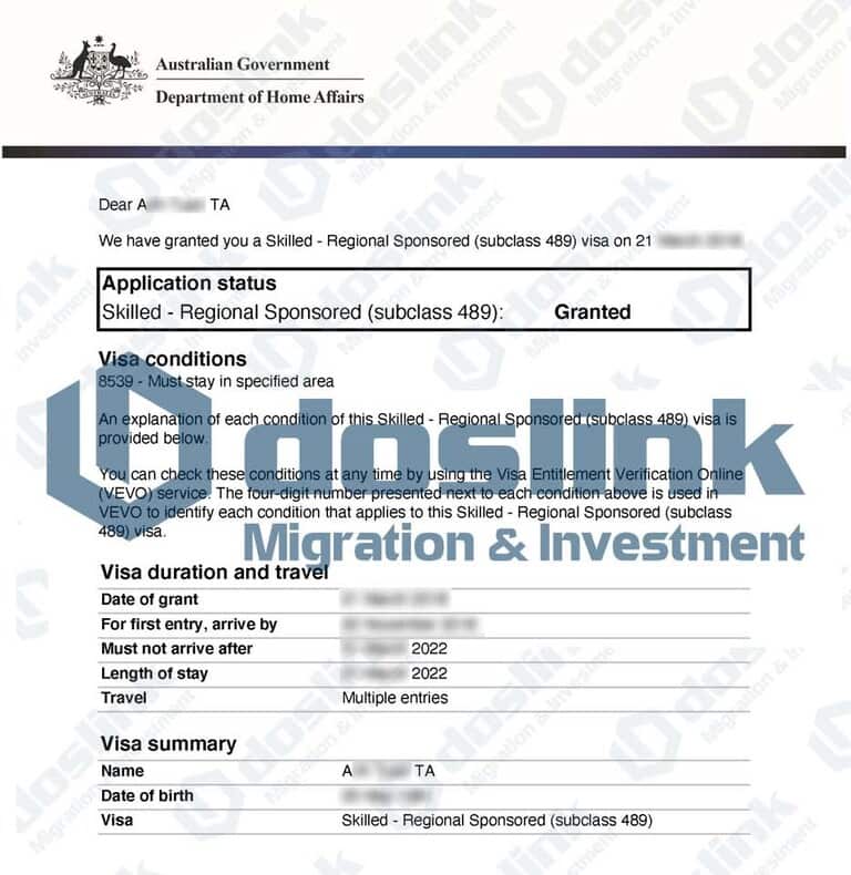 Tuan TA Visa Grant