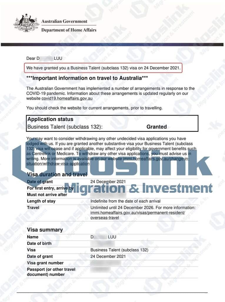 Kết quả visa 132A bang Queensland ngày 24/12/2021
