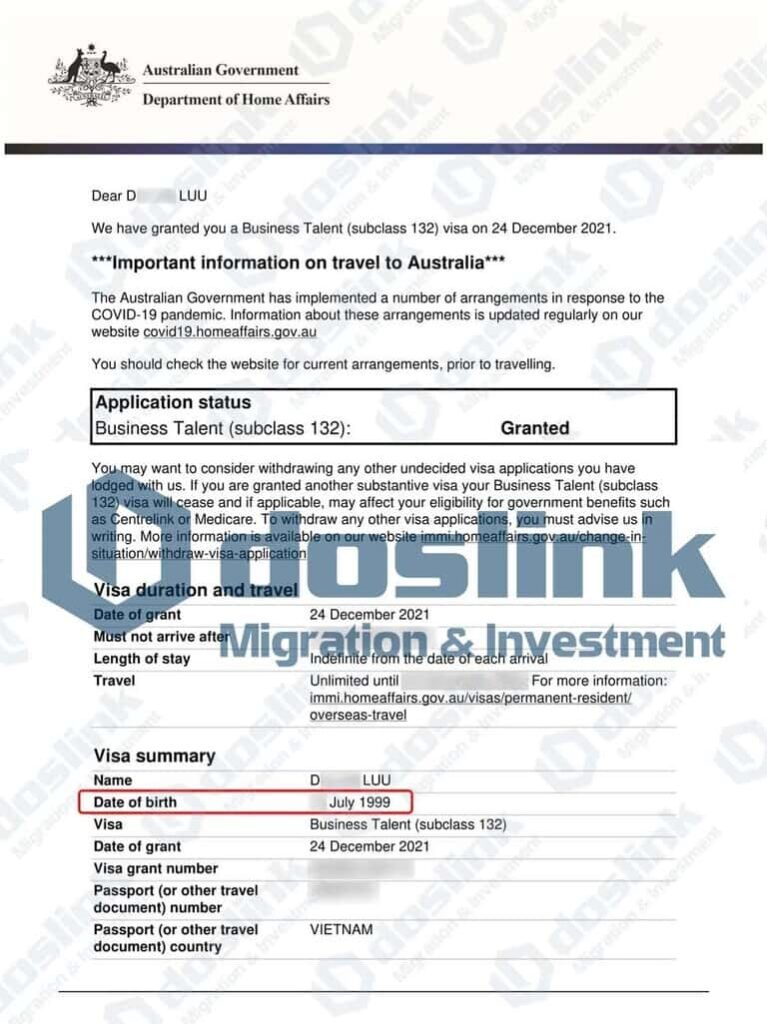 Kết quả visa 132A bang Queensland ngày 24/12/2021