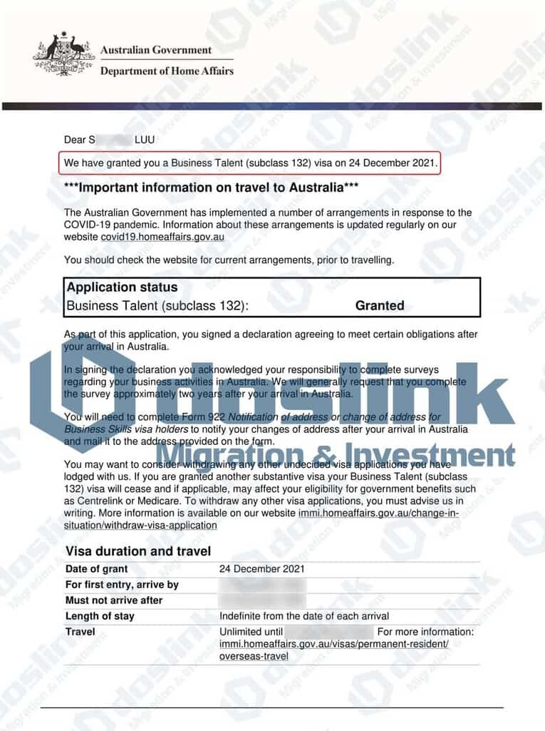 Kết quả visa 132A bang Queensland ngày 24/12/2021