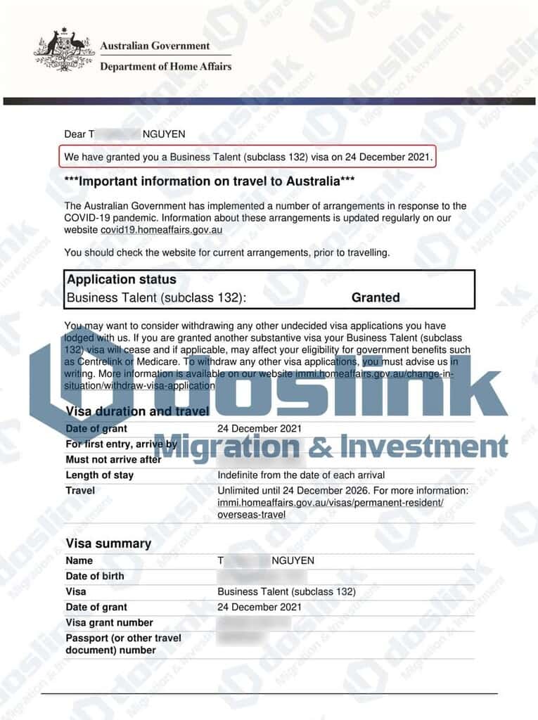 Kết quả visa 132A bang Queensland ngày 24/12/2021