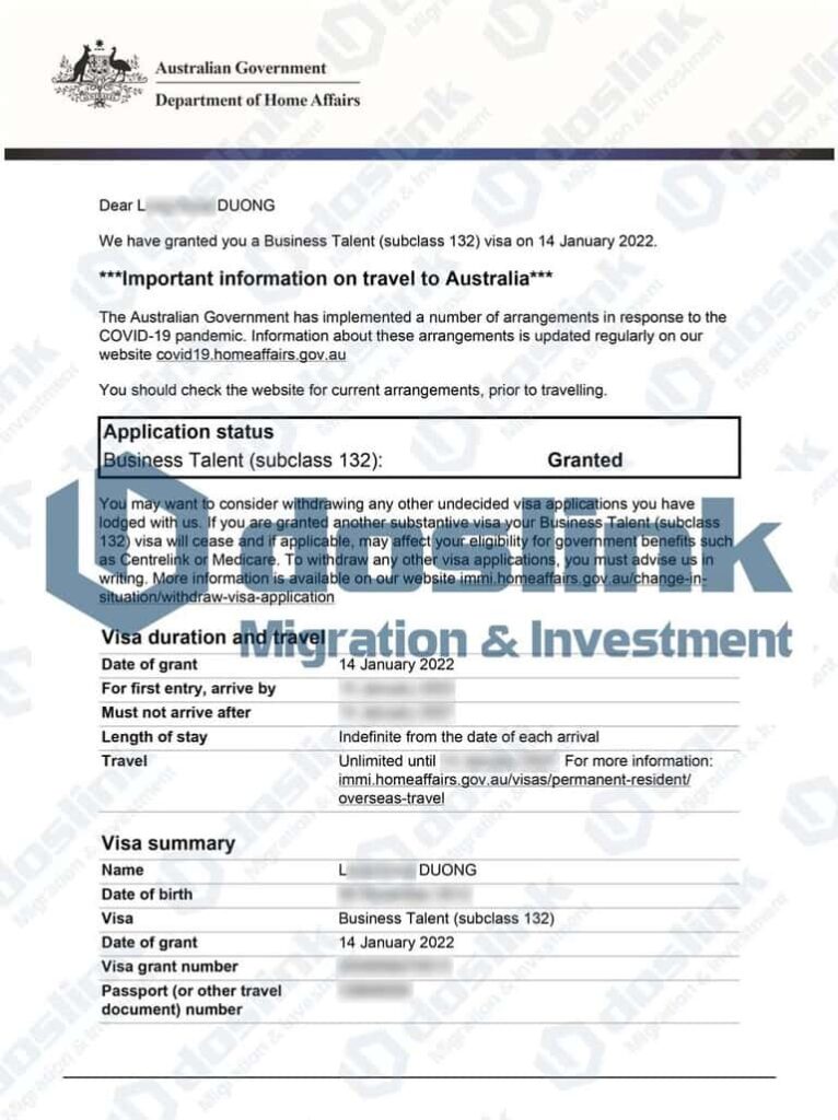 Kết quả visa 132A bang Queensland ngày 14/01/2022