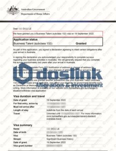 IMMI Grant Notification - D LE
