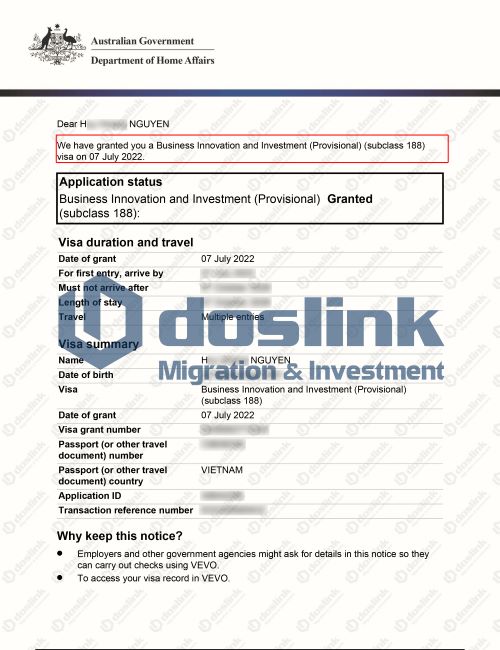 IMMI Grant Notification - HH NGUYEN
