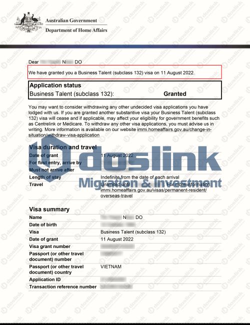 IMMI Grant Notification - N DO