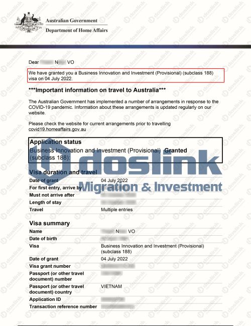 IMMI Grant Notification - N VO