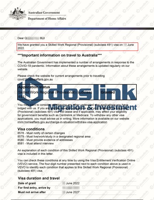 IMMI Grant Notification - Q BUI