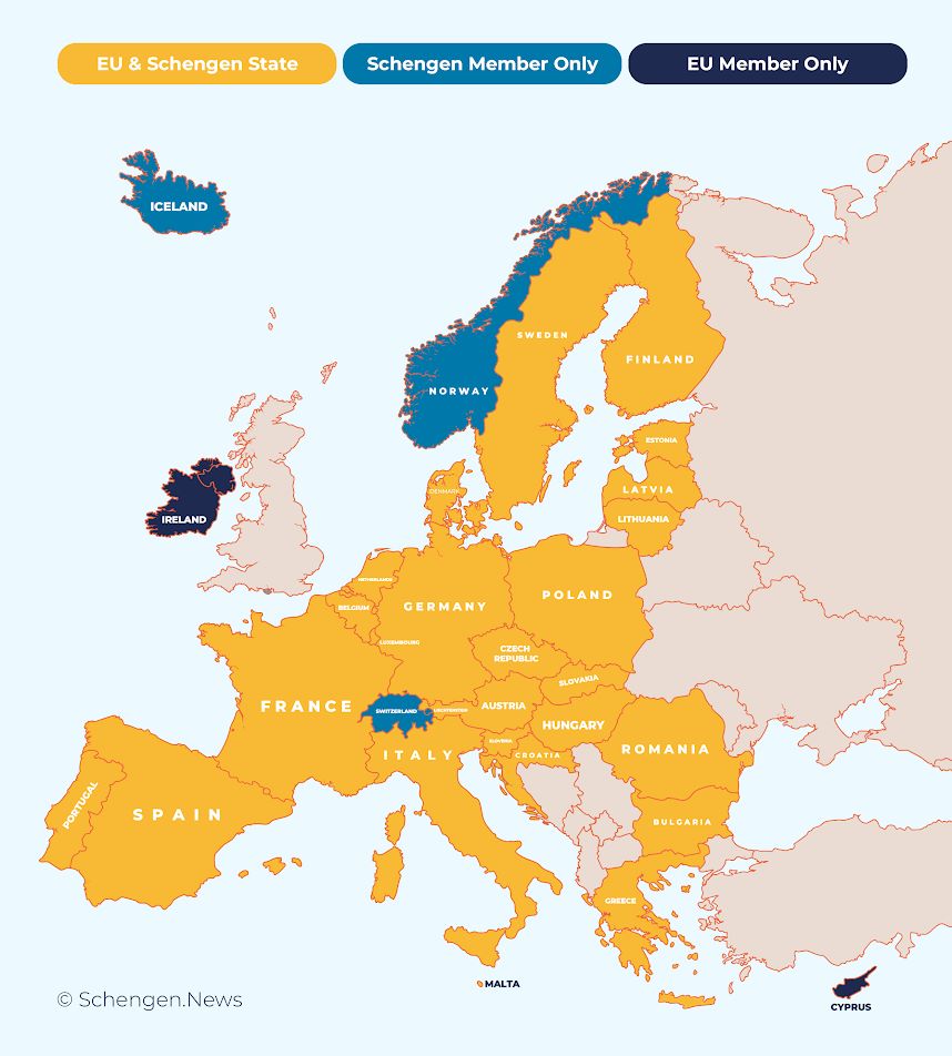 quốc gia thành viên của Schengen và EU