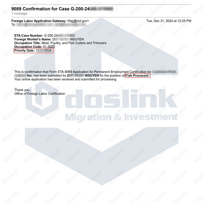Nộp form 9089 xin LC thành công