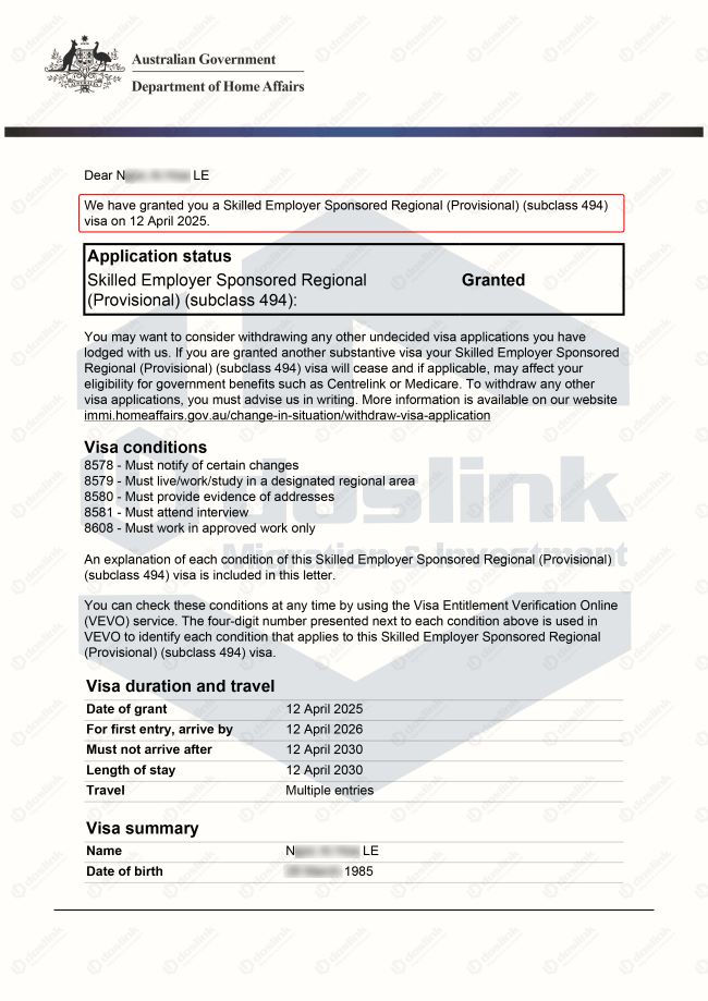 visa 494 nghề program or project administrator