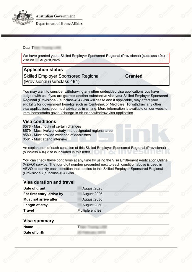 visa 494 grant children Sales and Marketing Manager