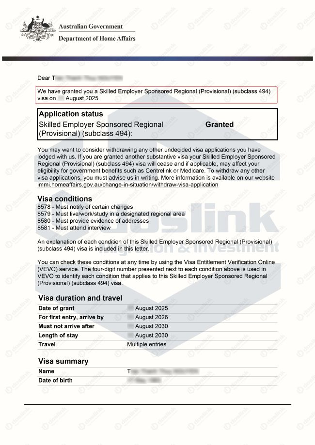 visa 494 grant spouse Sales and Marketing Manager